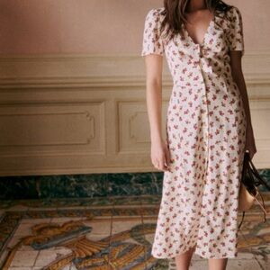 Sezane Ophelia Midi Dress in Mindy Floral Print Sz 34